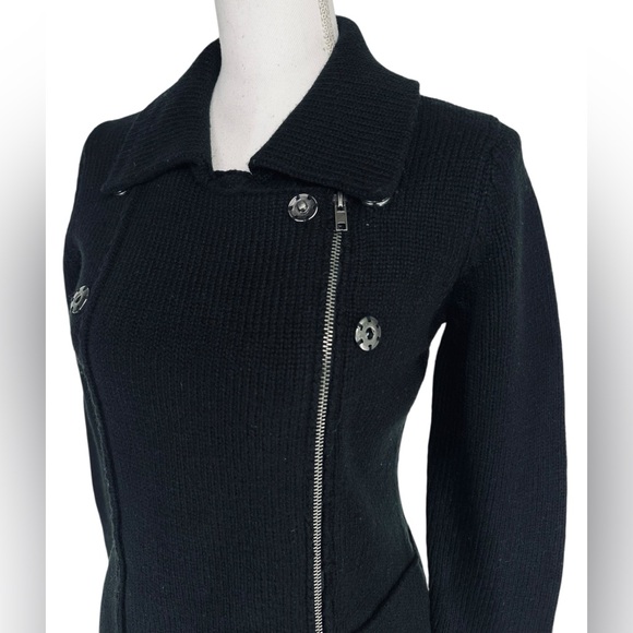 CAROLE LITTLE / Black Moto Sweater / Small - Picture 3 of 9